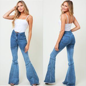 New! HOT!! Ombre Panel Flared Jeans
